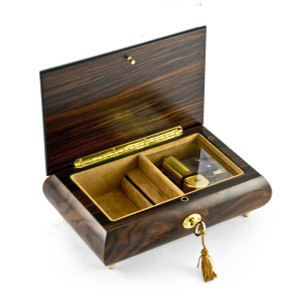 Modern 22 Note 2 Toned Classic Matte Style Burl Elm with Rosewood Border Music Box