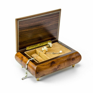Charming 30 Note Hand Made Walnut Instrument Theme Wood Inlay Music Box