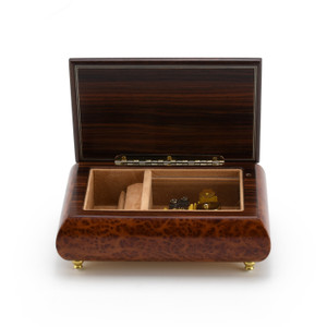 Charming 30 Note Hand Made Walnut Instrument Theme Wood Inlay Music Box