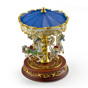 Heritage 3-Horse Rotating Colorful Musical Carousel - Choose Your Song