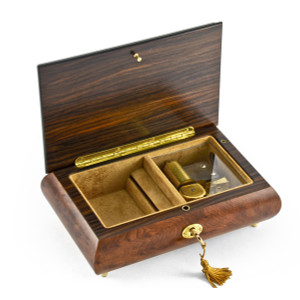 Classic Style 22 Note Burl-Elm with Rosewood Border Musical Jewelry Box