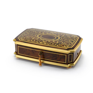 Handcrafted 36 Note Swiss Gold Arabesque Musical Jewerly Box