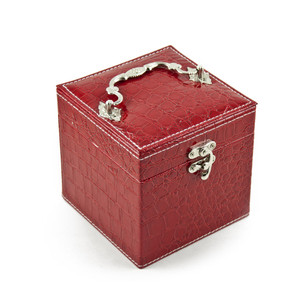 Space Efficient Red Croc Skin Faux Leather Gothic Jewelry Box