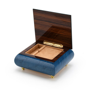 Classic Royal Blue 18 Note Arabesque Wood Inlay Music Box