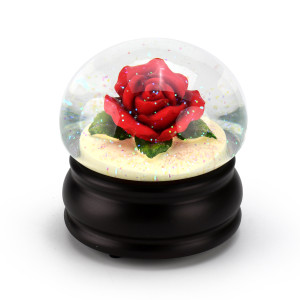 Realistic Red Rose Mushroom Water Globe by San Francisco Music Box Co.