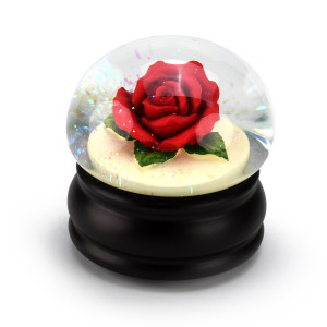 Realistic Red Rose Mushroom Water Globe by San Francisco Music Box Co.