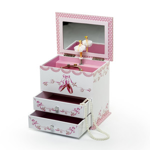 Decorative White and Pink Spinning Ballerina Musical Jewelry Box - Angel by Mele and Co
