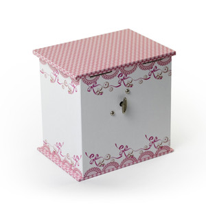 Decorative White and Pink Spinning Ballerina Musical Jewelry Box - Angel by Mele and Co
