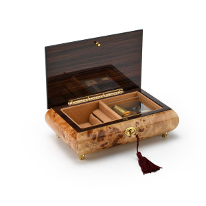 Harmonious 30 NoteSingle Pink Rose and Butterfly with Rosewood Frame Music Box