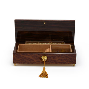 Modern Handcrafted 23 Note Classic Style Inlay Music Jewelry Box with Lock and Key