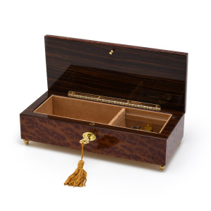 Modern Handcrafted 30 Note Classic Style Inlay Music Jewelry Box with Lock and Key