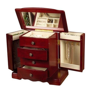 Spacious 18 Note Musical Cherry Jewelry Box - Harmony by Mele