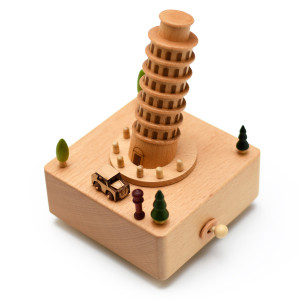 Animated 18 Note Musical Wooden Leaning Tower of Pisa Keepsake