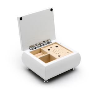 Pristine Hi-Gloss White Lacquer Custom USB Module Music Box TOP DEAL