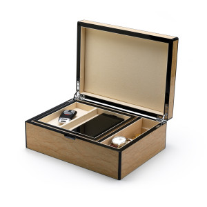 Hi-Gloss 30 Note Sand Finish Elements Collection Musical Unisex Valet / Jewelry Box