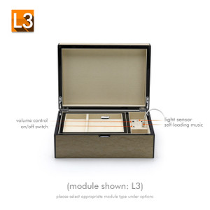 Contemporary Hi-Gloss Sand Finish Mens Valet Custom USB Module Wooden Musical Jewelry Box