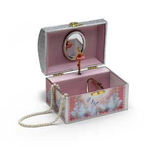 Silver and Red Ballerina Musical Spinning Ballerina Jewelry Box