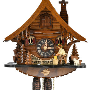 Black Forest Chalet with Animated Wood Chopper 1 Day Mechanical Cuckoo Clock