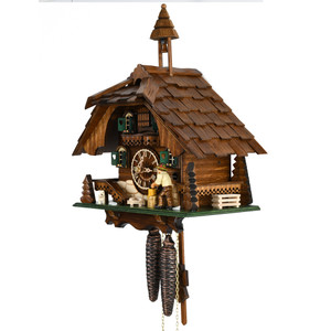 Black Forest Chalet with Bell Tower and Animated Wood Chopper 1 Day Mechanical Cuckoo Clock