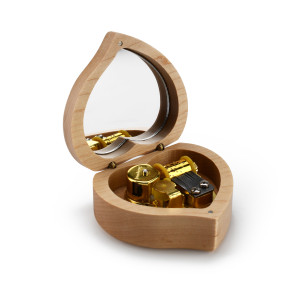 open wooden heart music box
