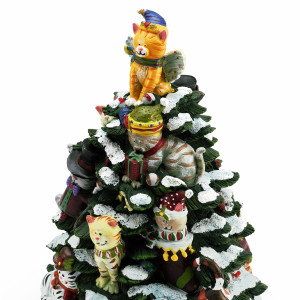 Holiday Cats Tree Musical Figurine