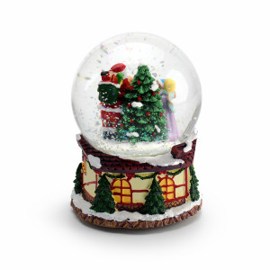 Santa with Teddy Bear and Family Snow Globe