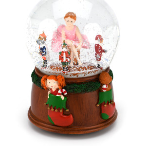 Christmas Wishes Theme Snow Music Globe with Little Girl and Friends
