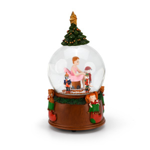 Christmas Wishes Theme Snow Music Globe with Little Girl and Friends