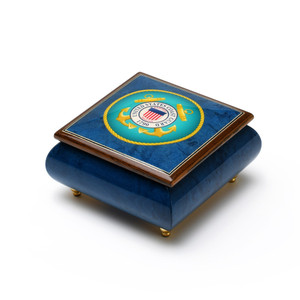 Hand Made in Italy United States Coast Guard Insignia Patriotic 23 Note Music Box