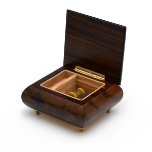 Classic Walnut Stain 23 Note Arabesque Wood Inlay Music Box