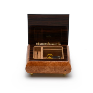 Radiant 23 Note Floral Glossy Wood Inlay Box with Rosewood Border, Classy and Beautiful