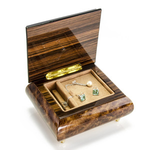 Gorgeous 23 Note Hand Made Musical Jewelry Box with Torah Wood Inlay