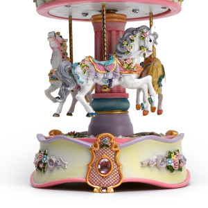 Nostalgic Classic Pink Musical Rotating Carousel