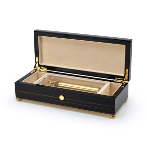 Handcrafted 72 Note Sankyo Grand Ebony Finish Music Jewelry Box