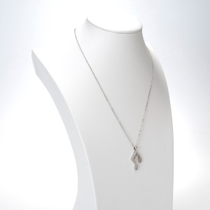 Platinum Plated Necklace with Musical Note Pendant with Various Cut White Gemstones