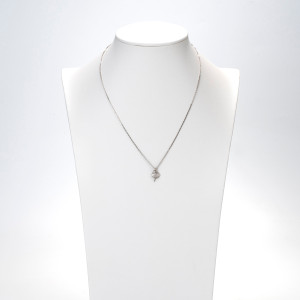 Platinum Plated Necklace with Petite Ballerina Pendant with Gemstones