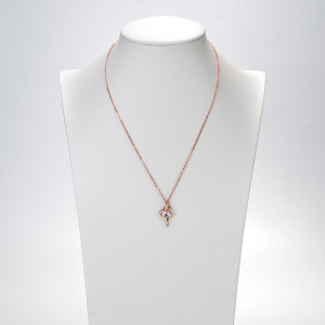 18kt Rose Gold Plated Necklace with Ballerina Pose Pendant with Trilliant Gemstones 