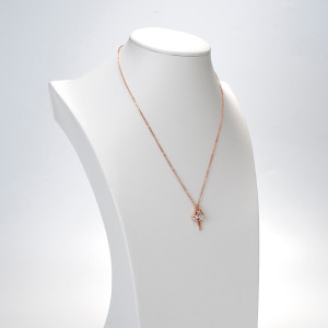 18kt Rose Gold Plated Necklace with Ballerina Pose Pendant with Trilliant Gemstones 