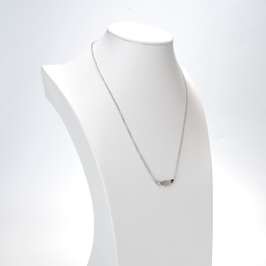 Platinum Plated Necklace with Mother of Pearl Winged Pendant with Gemstones