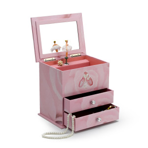 Gorgeous Ballet and Roses Themed Musical Jewelry Box with Spinning Ballerina - Casey by Mele & Co.