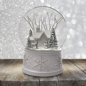 Gentle Beautiful White Christmas Musical Snow Globe