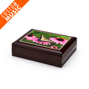 A Radiant Monarch Butterfly Tile Custom Sound Module Jewelry Box