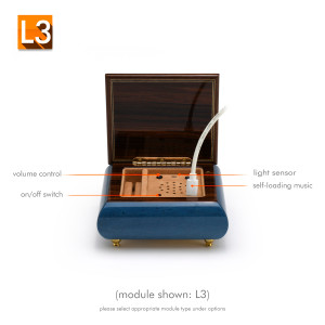 Inspiring Royal Blue Music Theme with Violin Wood Inlay Custom Sound Module Music Box