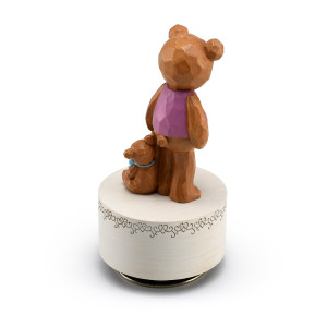 Sculpted 18 Note Toddler Bear with Stuffed Animal Musical Figurine