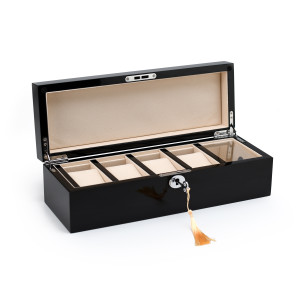 Modern Hi Gloss 4-Watch Macassar Finish 30 Note Musical Storage Box