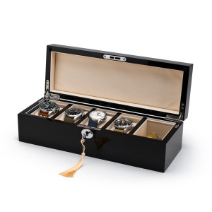 Modern Hi Gloss  4-Watch Macassar Finish 36 Note Musical Storage Box