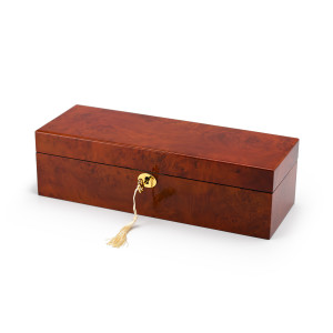 Modern Hi Gloss 4-Watch Burl Finish 30 Note Musical Storage Box