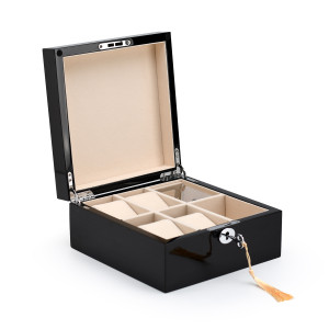 Contemporary Hi Gloss 4-Watch Macassar Finish 30 Note Musical Storage Box