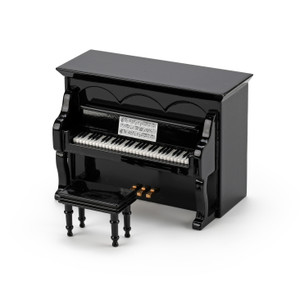 Miniature 23 Note Musical Hi-Gloss Black Upright Piano with Bench