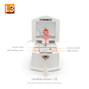 Petite Matte White USB Sound Module Spinning Ballerina Musical Keepsake with Lock and Key